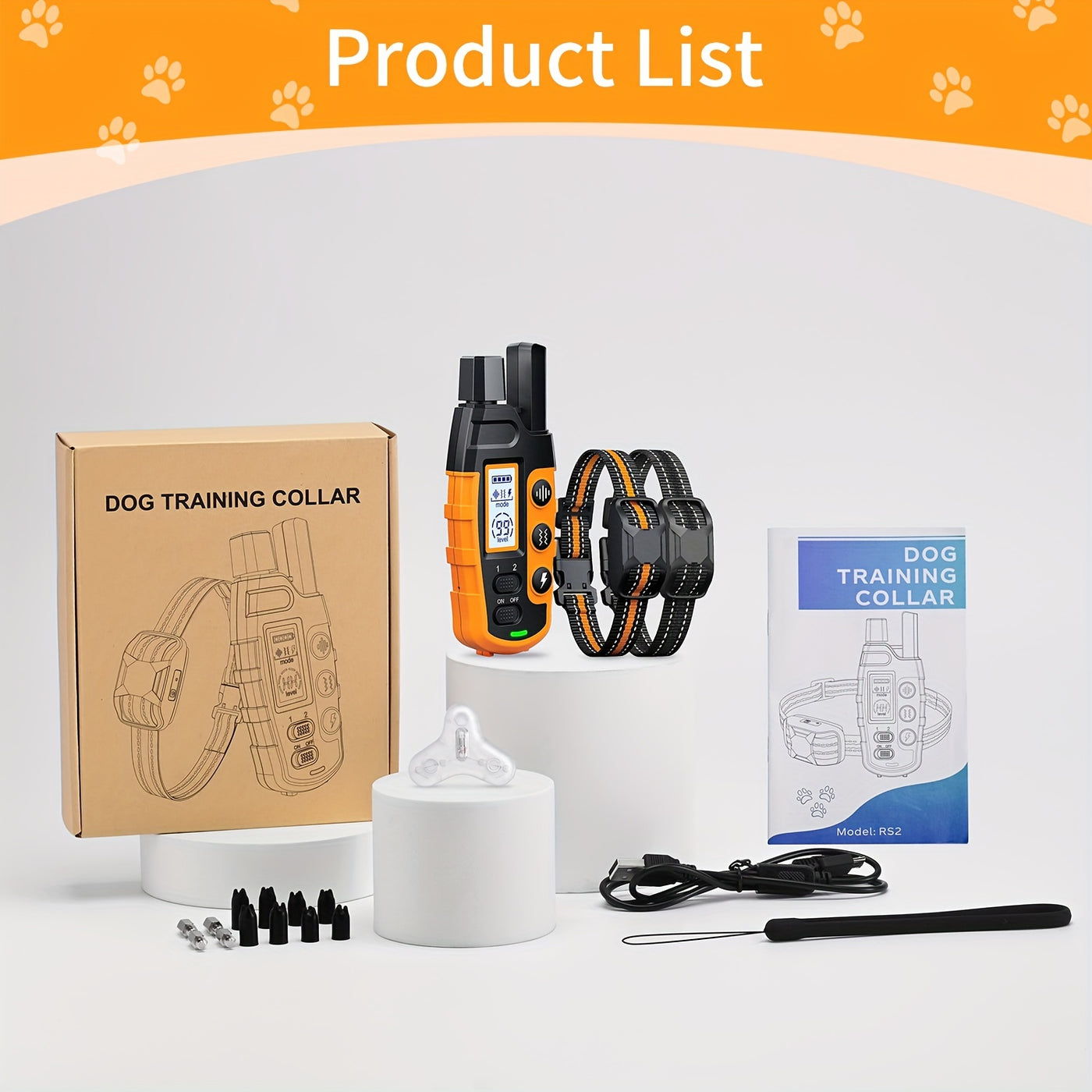 Dog Training Collar with Remote - Rechargeable E-Collar with Beep Vibration Shock Modes, Waterproof, Long Range Control for Small Medium Large Dogs, Safe Obedience Training Tool
