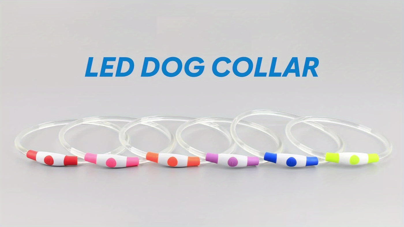 LED Dog Collar USB Rechargeable Light Up Safety Collar with 3 Modes 360° Glow - Adjustable TPU Night Walking Collar for Small Medium Large Dogs, Multi-Color Options