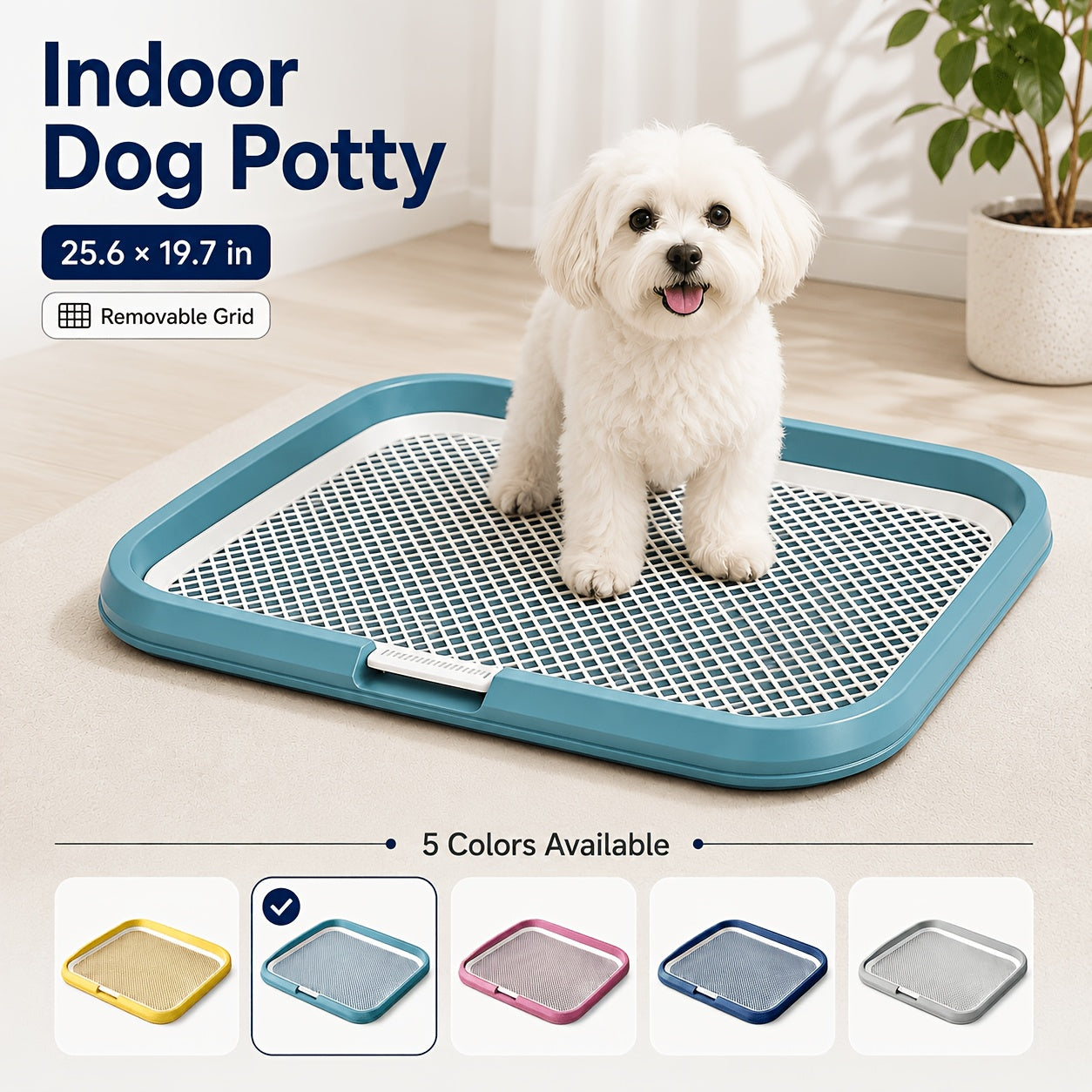 Dog Potty Tray with Removable Grating Leak-Proof Indoor Dog Toilet Pee Pad Holder for Puppy Training Apartments Small Dogs Washable Reusable