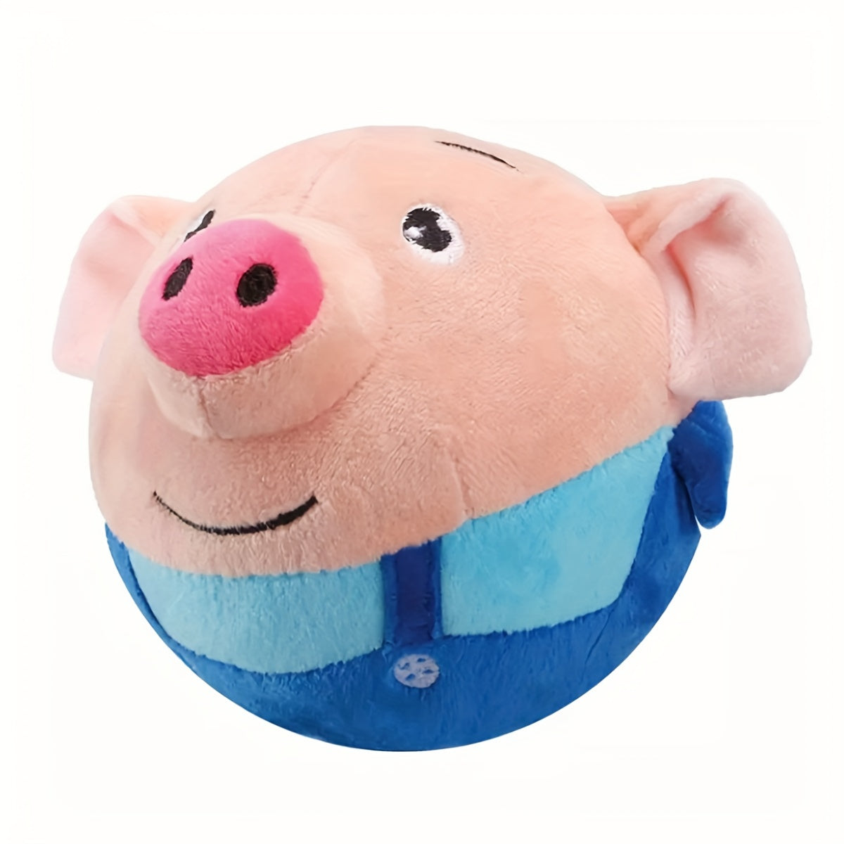 Electric Cartoon Pig Dog Toy – USB Rechargeable Auto Rolling Squeaky Vibrating Interactive Dog Toy Ball, Washable Electronic Pet Toy for Active Dogs, Blue & Red