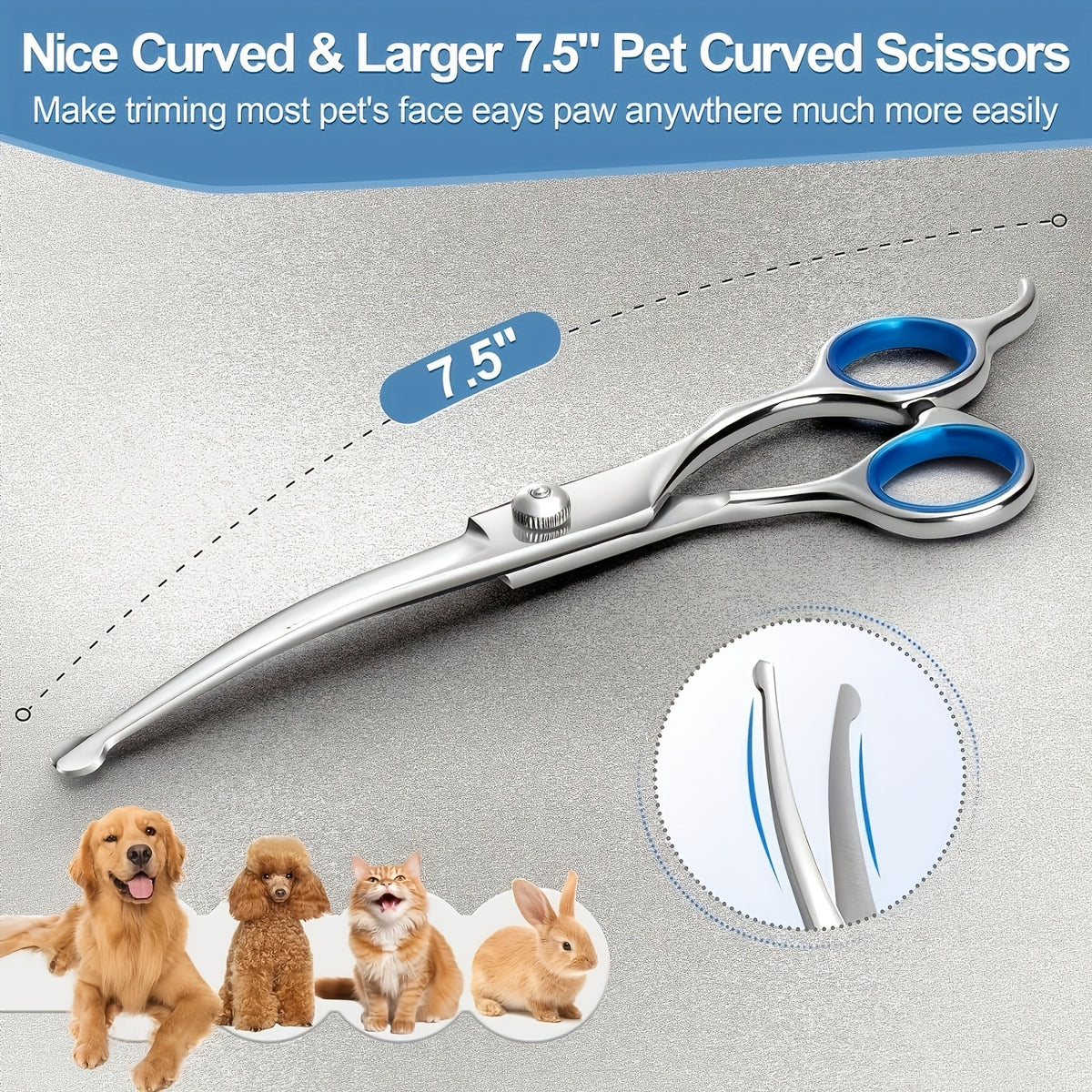 6-in-1 Dog Grooming Scissors Set Titanium Coated – Professional 4CR Stainless Steel with Safety Round Tips for Dogs, Cats & Small Animals | Universal Hand, 6pcs