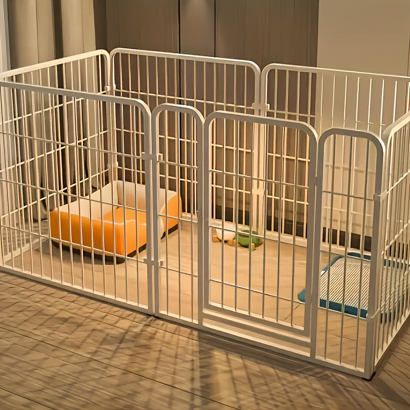 Stainless Steel Indoor Dog Enclosure with Resting, Play & Potty Training Zones - Multi-Functional Flexible Pen for Small Medium Dogs, Easy Assembly