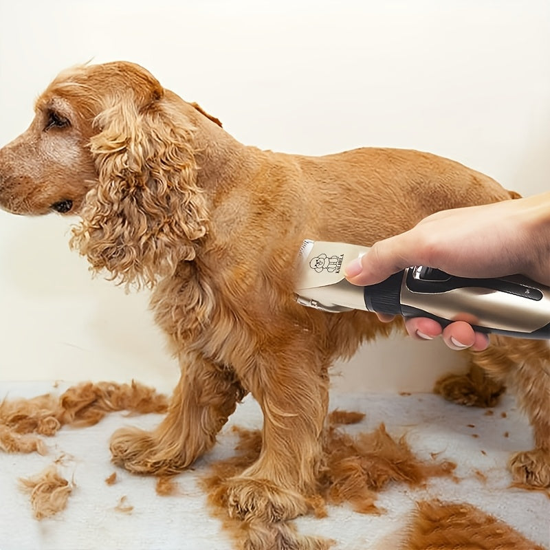 Rechargeable Pet Grooming Clippers with LED Display – Low Noise Cordless Dog & Cat Hair Trimmer, Detachable Blades, 4 Guide Combs, USB Charging