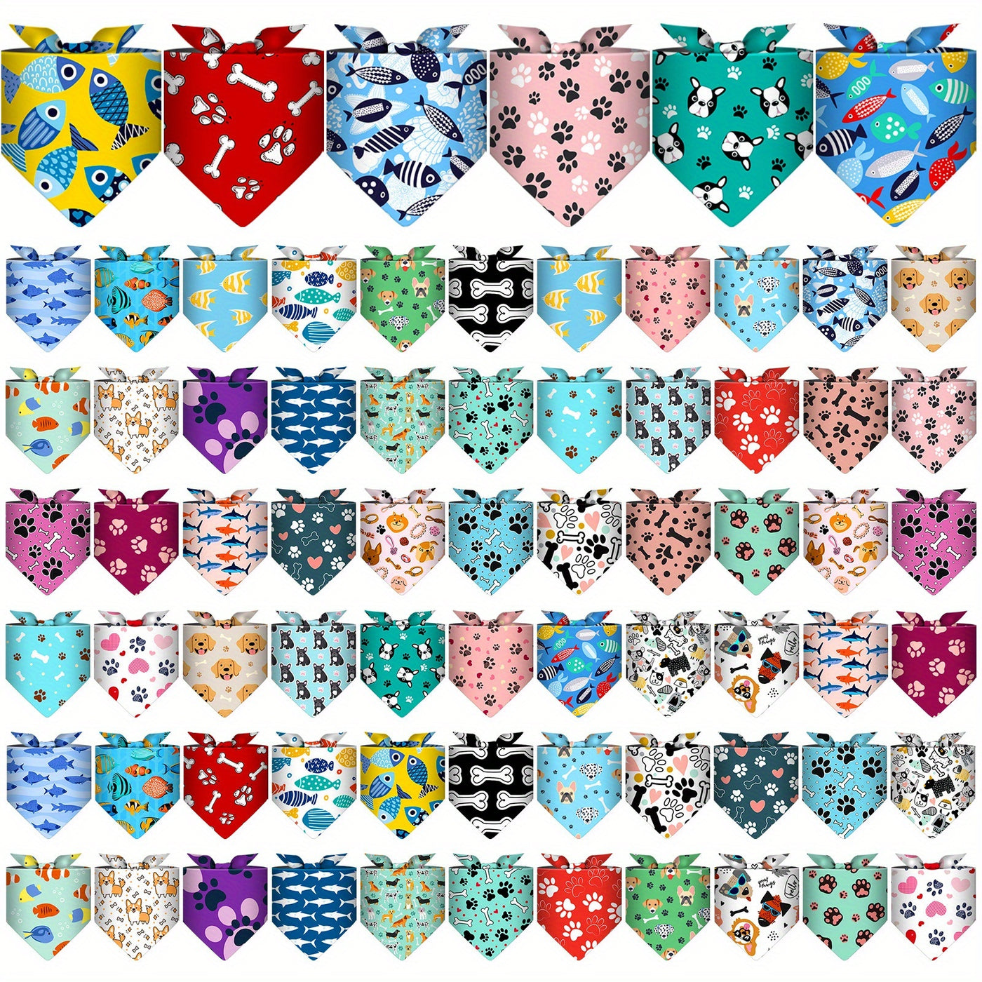 72 Pack Dog Bandanas Bulk Triangle Scarf Bibs – Adjustable Pet Bandana Set for Medium Dogs, Groomer Supplies Dog Costume Accessories One Size