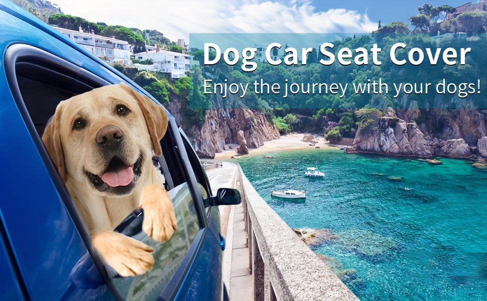 Car Back Seat Cover 60/40 Split Bench for Dogs & Kids – Waterproof Non-Slip 900D Seat Protector for Cars Trucks SUVs, Full Size 60" Black