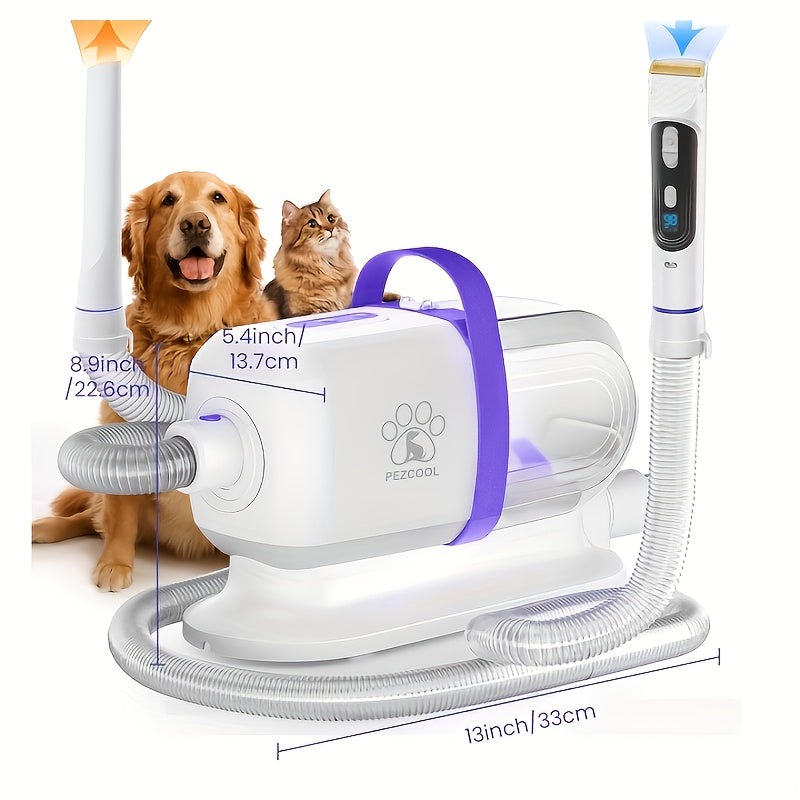 8-in-1 Pet Grooming Vacuum & Dog Hair Vacuum 12000Pa – Low Noise, 3 Suction Levels, 6 Grooming Tools, 74.39oz Large Dust Cup for Shedding Dogs & Cats | Orange & Purple