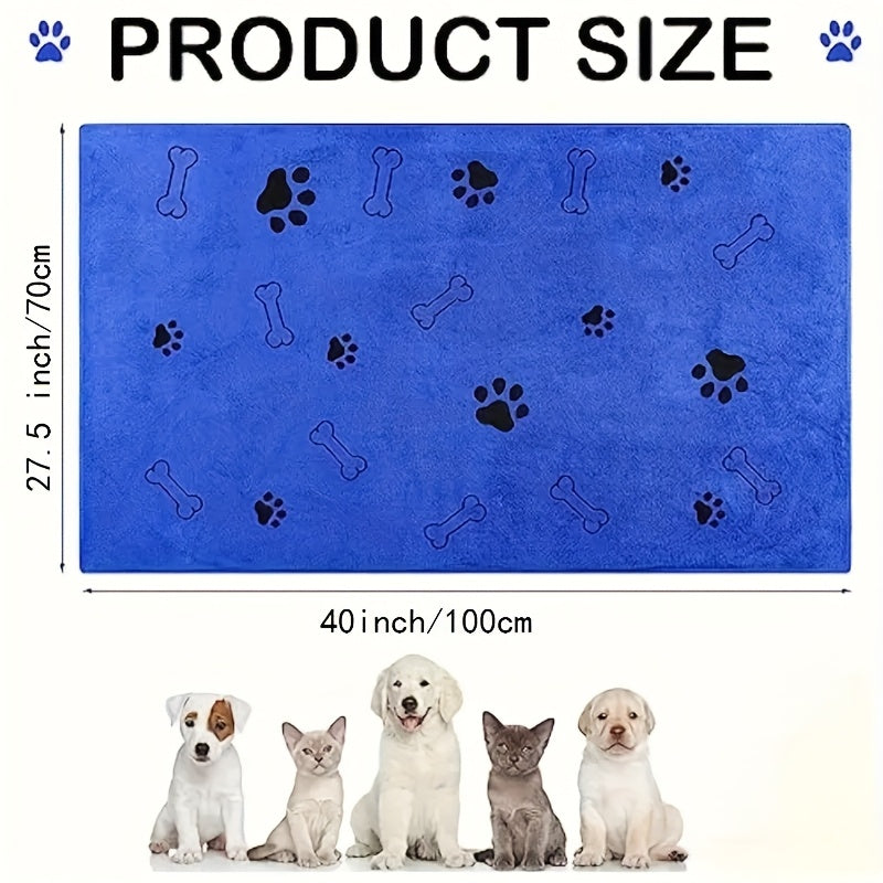 Large Quick-Dry Pet Bath Towel for Dogs & Cats - Super Absorbent Soft Microfiber, 40x24 Inches, Gray / Blue / 2-Pack