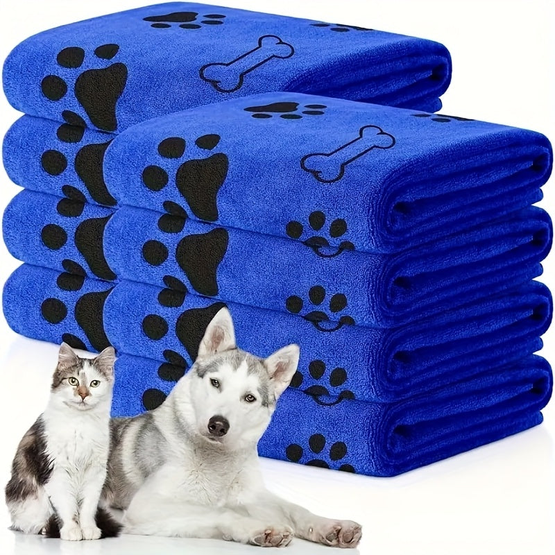 Large Quick-Dry Pet Bath Towel for Dogs & Cats - Super Absorbent Soft Microfiber, 40x24 Inches, Gray / Blue / 2-Pack