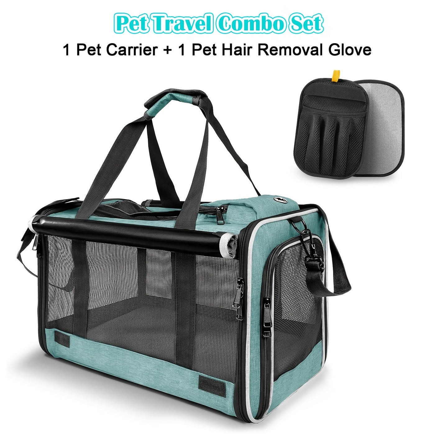 Airline Approved Soft-Sided Pet Carrier for Large Medium Cats & Small Dogs – Breathable Collapsible Travel Bag, Multiple Colors, Optional Combo with Bowls & Pet Glove