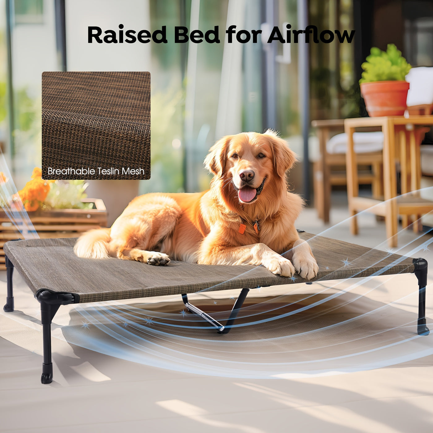 Elevated Cooling Dog Bed with Removable Pillow-Top Bolster Mat - Raised Dog Cot, Breathable Mesh, No-Slip Feet, Steel Frame, Indoor & Outdoor, 4 Sizes, 5 Colors