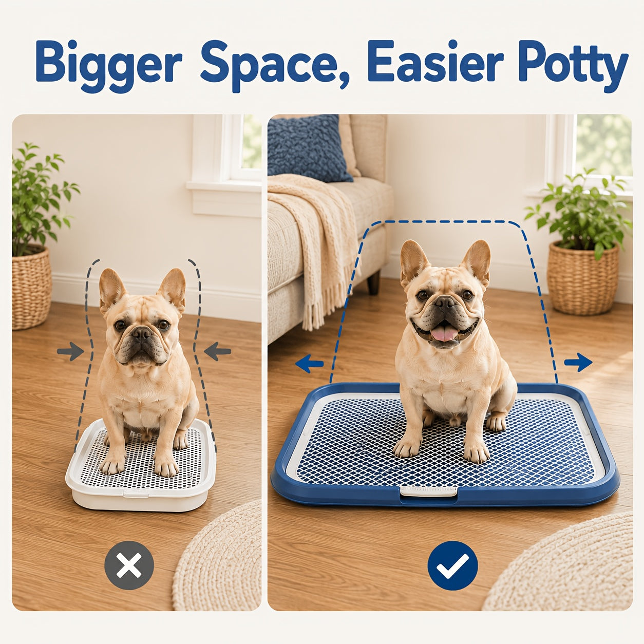 Dog Potty Tray with Removable Grating Leak-Proof Indoor Dog Toilet Pee Pad Holder for Puppy Training Apartments Small Dogs Washable Reusable