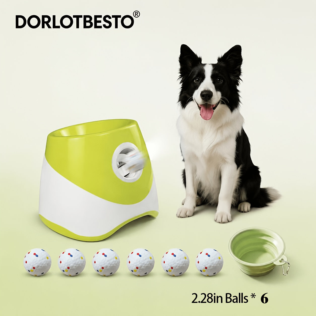 Automatic Dog Ball Launcher with Adjustable 10-30ft Range – Interactive Fetch Toy for Small & Medium Dogs with ETPU Balls & Foldable Water Bowl, Indoor/Outdoor