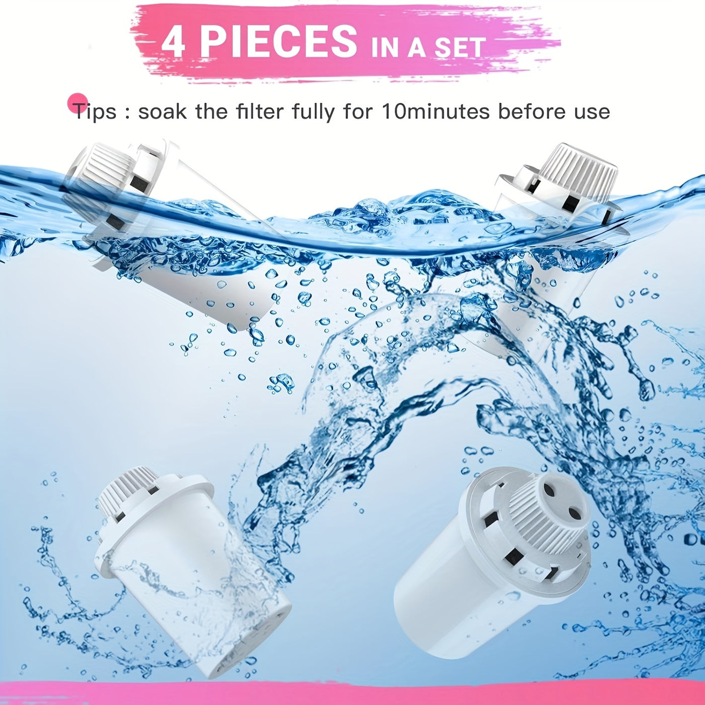 Pet Fountain Replacement Filters 4-Pack 7-Layer Filtration for Large Dog Drinking Fountain & 3-Gallon Stainless Steel Cat Fountain
