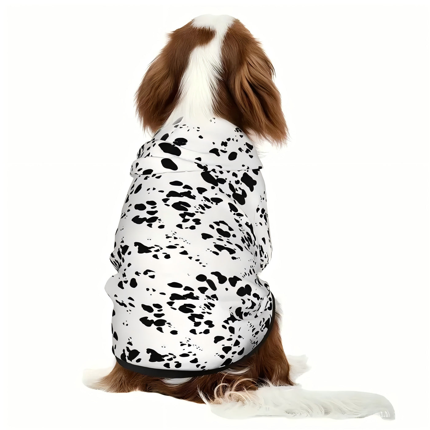 Dalmatian Print Dog Hoodie with Pocket – Soft Pullover Sweatshirt for Small Medium Large Dogs, Pet Halloween Costume Clothes Autumn Winter Outfit