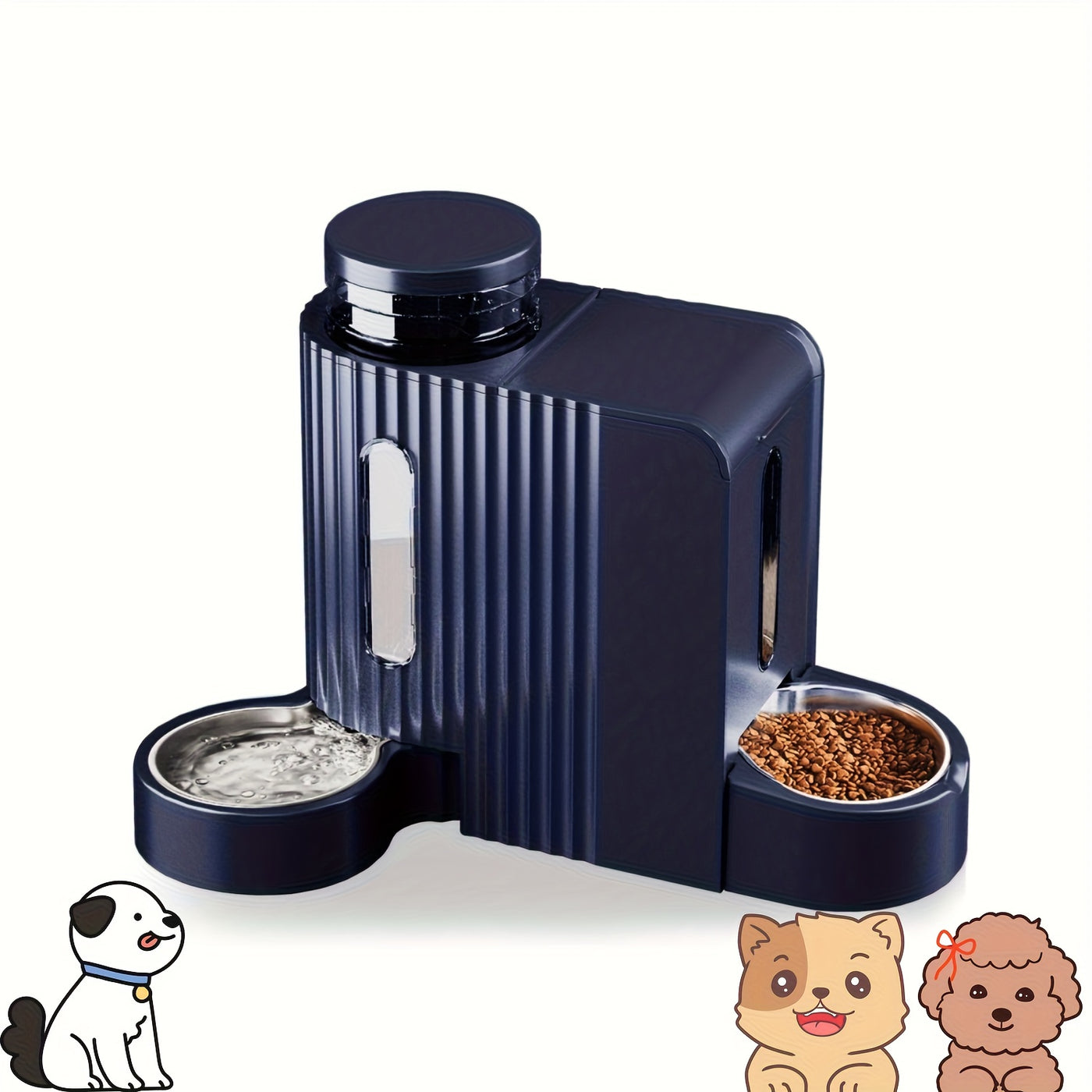 Dog Water Dispenser & Feeder 2-in-1 Set 1.6 Gallon – Automatic Gravity No Electricity 304 Stainless Steel Bowl, Removable Washable for Small Medium Large Dogs