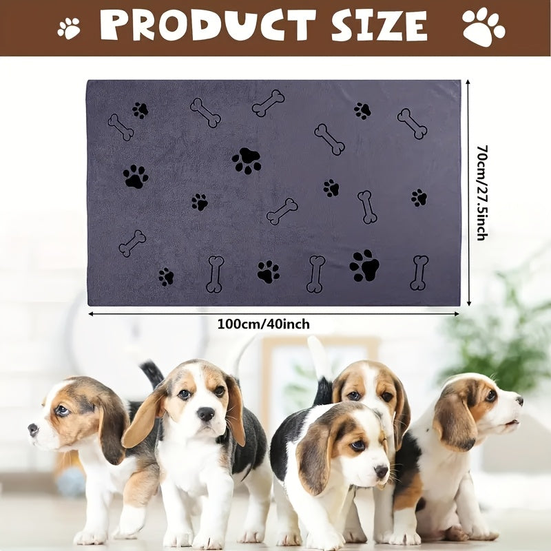 Large Quick-Dry Pet Bath Towel for Dogs & Cats - Super Absorbent Soft Microfiber, 40x24 Inches, Gray / Blue / 2-Pack