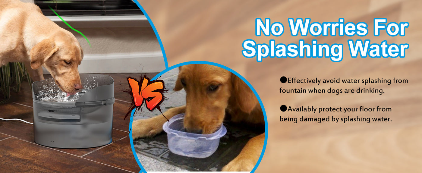 Large Dog Water Fountain 1.3-2 Gallon Triple Filtration Pet Drinking Fountain with Splatter Guard for Large Dogs & Multi-Pet Families