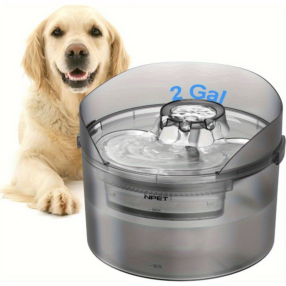 Large Dog Water Fountain 1.3-2 Gallon Triple Filtration Pet Drinking Fountain with Splatter Guard for Large Dogs & Multi-Pet Families