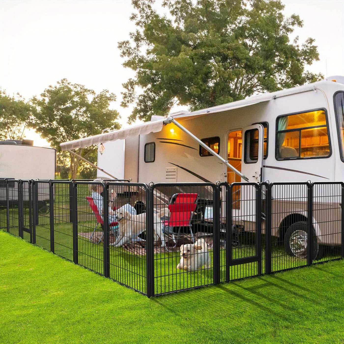 Dog Playpen 8 & 16 Panels Heavy Duty – Portable Indoor Outdoor Pet Exercise Pen for Large Medium Small Dogs, Puppy, Rabbit – Foldable Yard Camping Fence