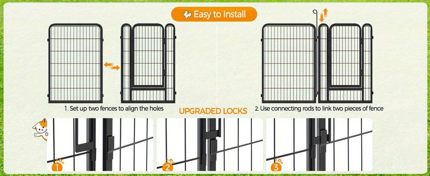 Dog Playpen 8 & 16 Panels Heavy Duty – Portable Indoor Outdoor Pet Exercise Pen for Large Medium Small Dogs, Puppy, Rabbit – Foldable Yard Camping Fence