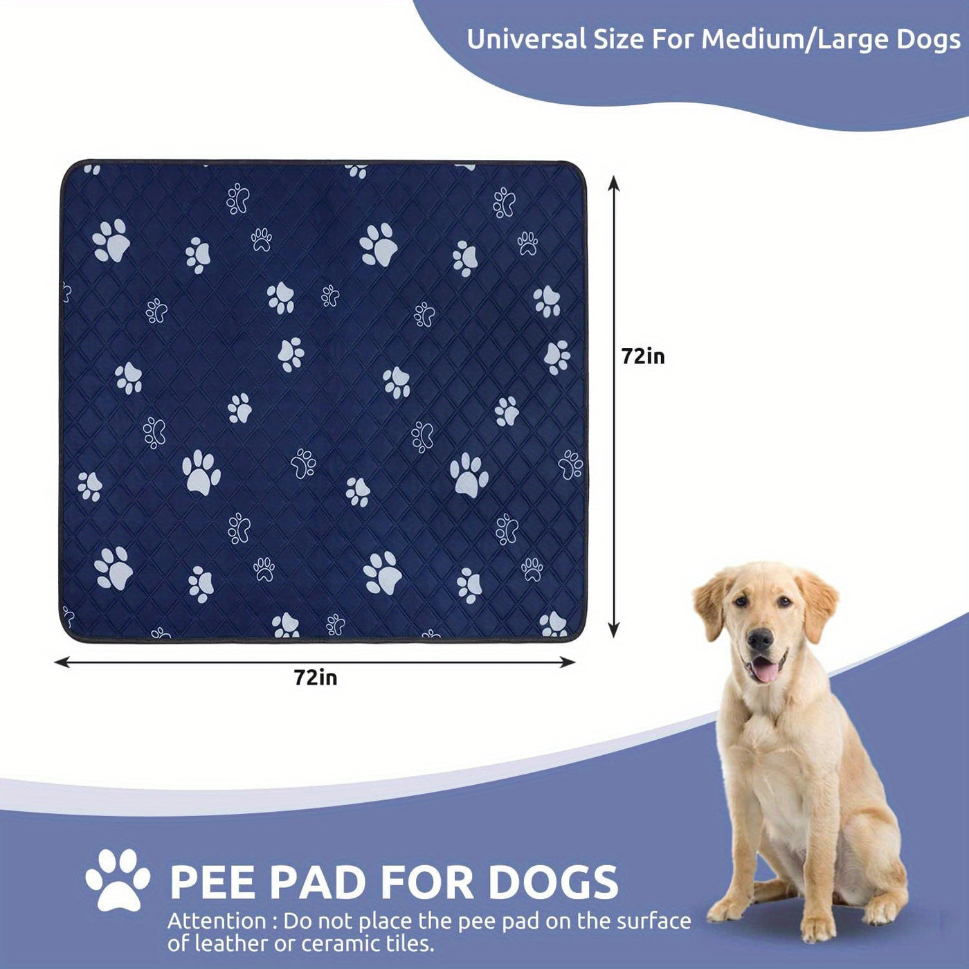 Washable Dog Pee Pads Extra Large Reusable Puppy Training Pads Super Absorbent Leakproof Non-Slip Backing for Potty Whelping Crate Sofa Car