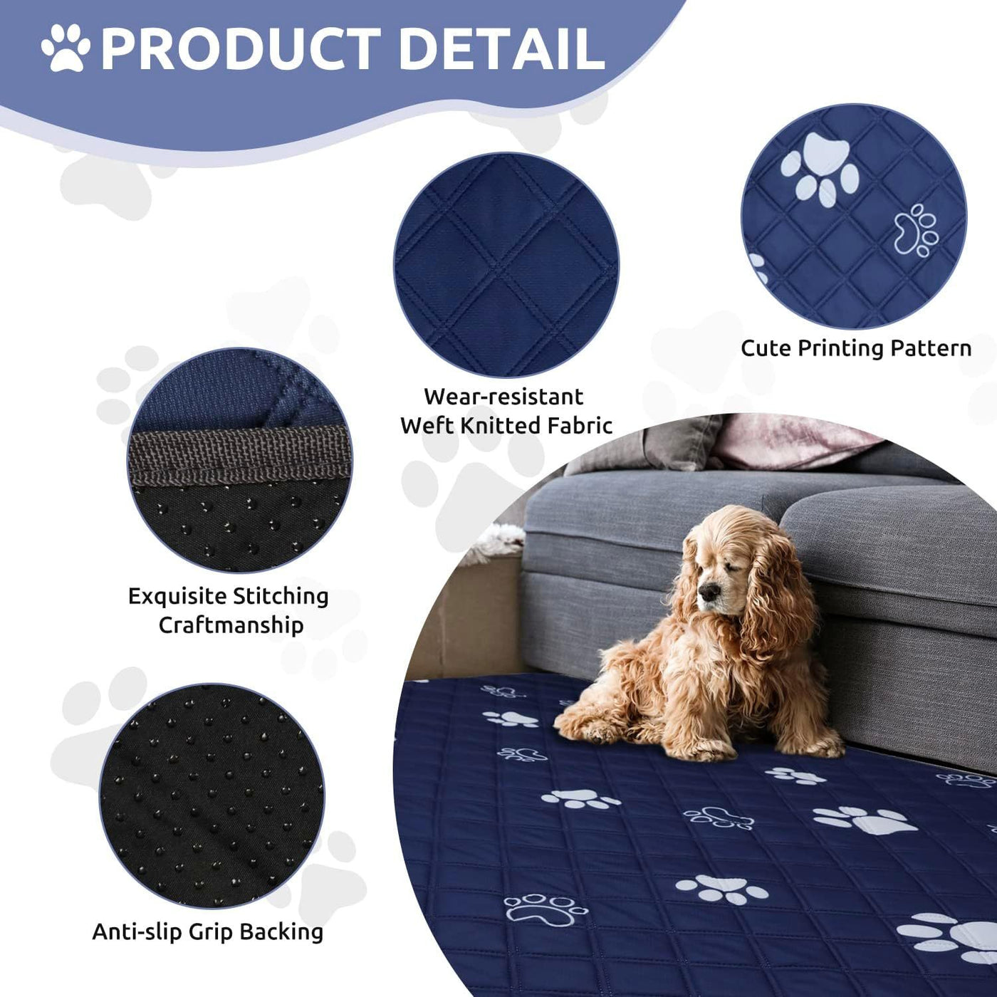 Washable Dog Pee Pads Extra Large Reusable Puppy Training Pads Super Absorbent Leakproof Non-Slip Backing for Potty Whelping Crate Sofa Car
