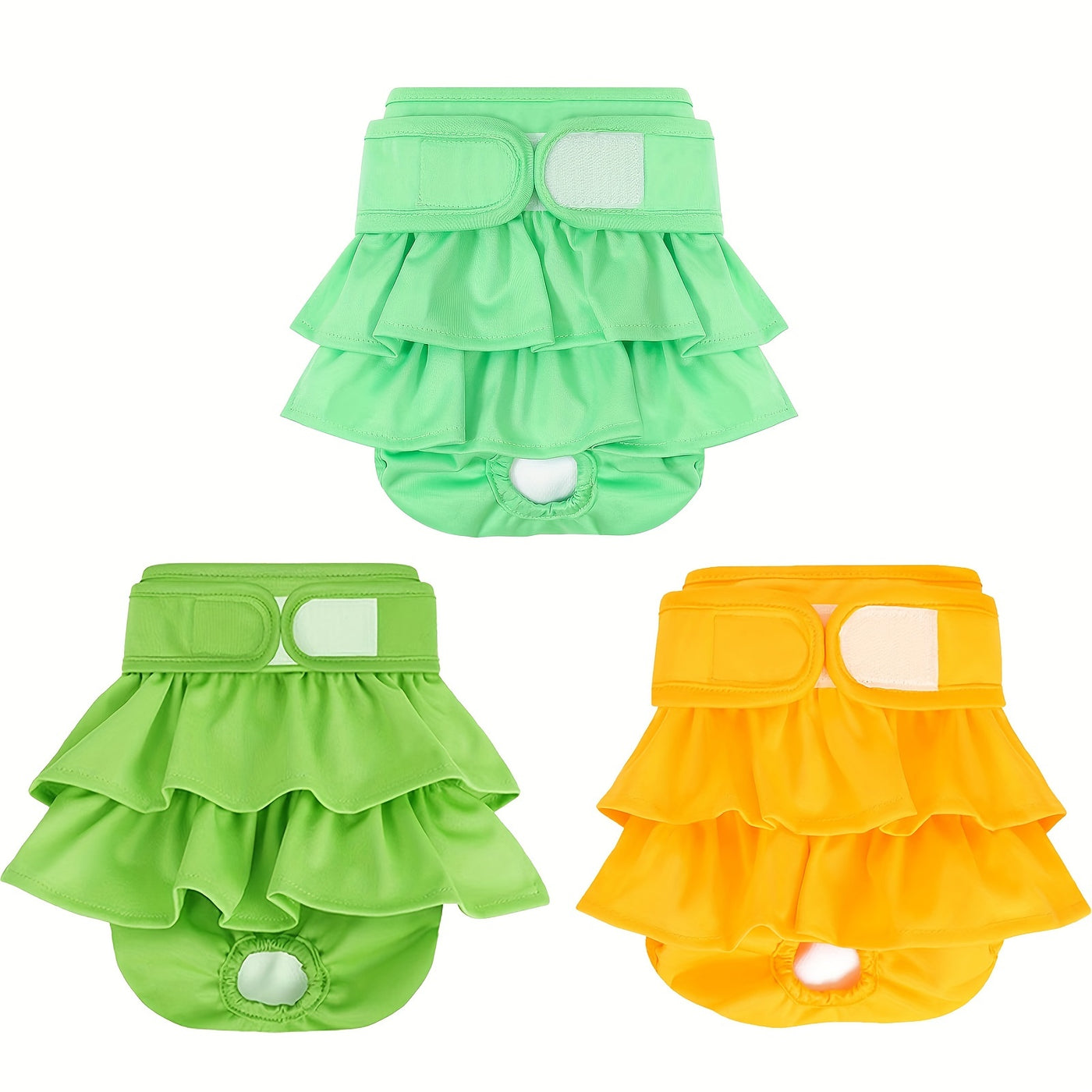 Washable Female Dog Diapers 3-Pack - Reusable Highly Absorbent Dog Period Panties, Flexible Fit, XS to L, for Heat Cycles, Incontinence & Puppy Training, 3 Patterns