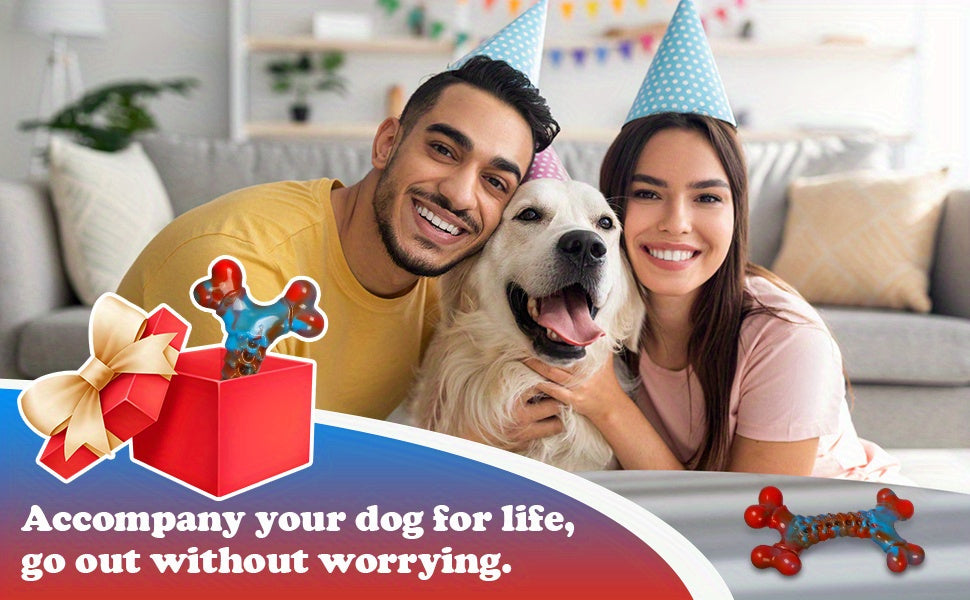 Indestructible Dog Chew Toy for Aggressive Chewers Large Breed – Durable Nylon Tough Dog Toys to Keep Dogs Busy, Teething & Heavy Chewer Safe, Red