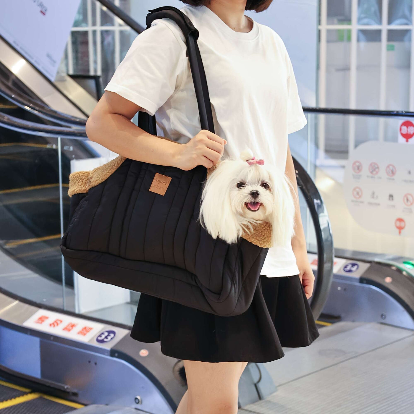 Winter Pet Carrier Handbag Open Top – Cozy Snap Closure Small Dog & Cat Tote Bag for Cold Weather Outdoor Activities, Dark Blue Grey Green Beige