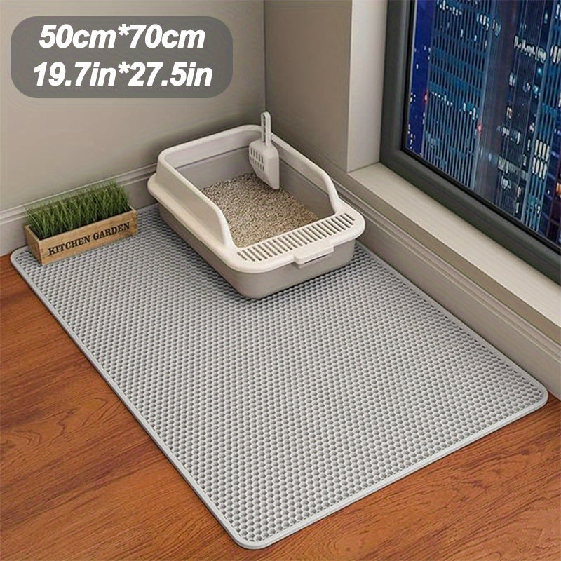 Cat Litter Trapping Mat Extra Large Honeycomb Double Layer Non-Slip Washable Litter Box Mat for Indoor Cats