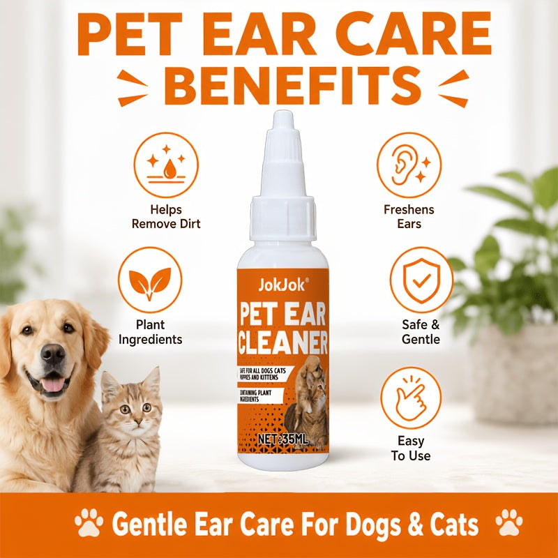 Pet Ear Cleaning Solution for Dogs & Cats – Gentle Ear Wash Liquid, Removes Earwax & Debris, Maintains Ear Hygiene, Safe for Multi-Pet Households