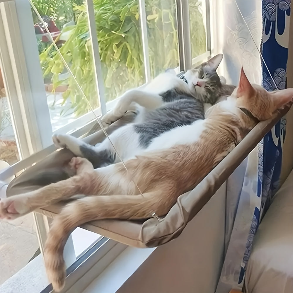 Cat Window Hammock Bed Ultra-Soft Securely Mounted Space-Saving Perch for Indoor Cats - Cozy Cloud-Like Suction Cup Window Seat for Feline Sunbathing & Napping