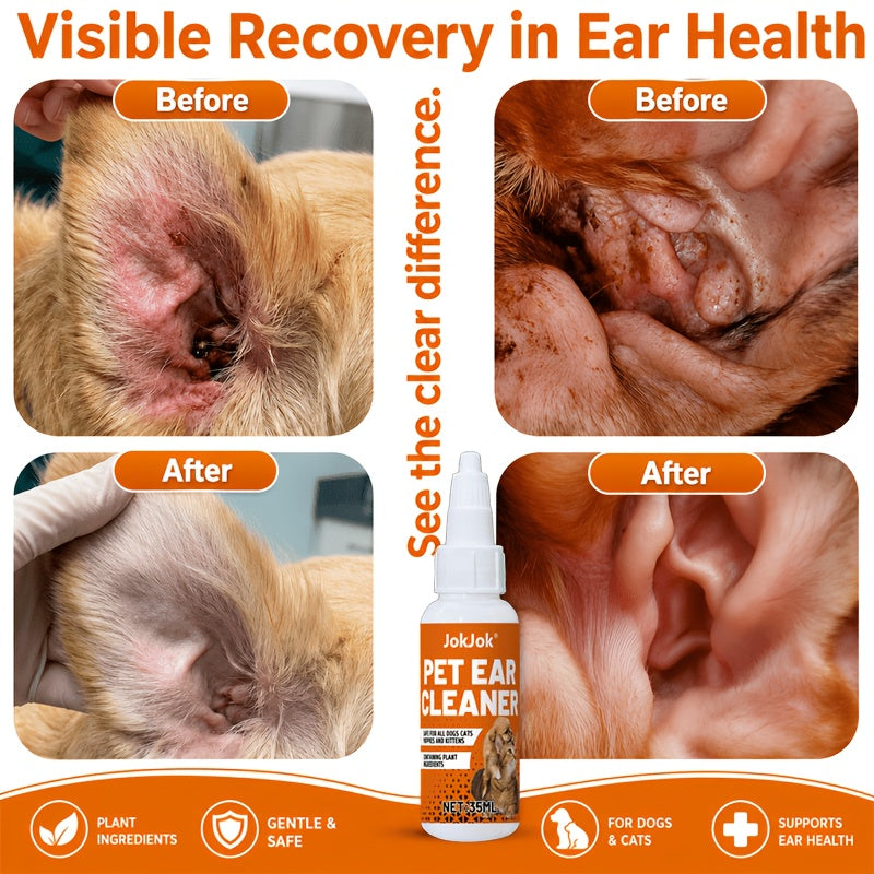 Pet Ear Cleaning Solution for Dogs & Cats – Gentle Ear Wash Liquid, Removes Earwax & Debris, Maintains Ear Hygiene, Safe for Multi-Pet Households