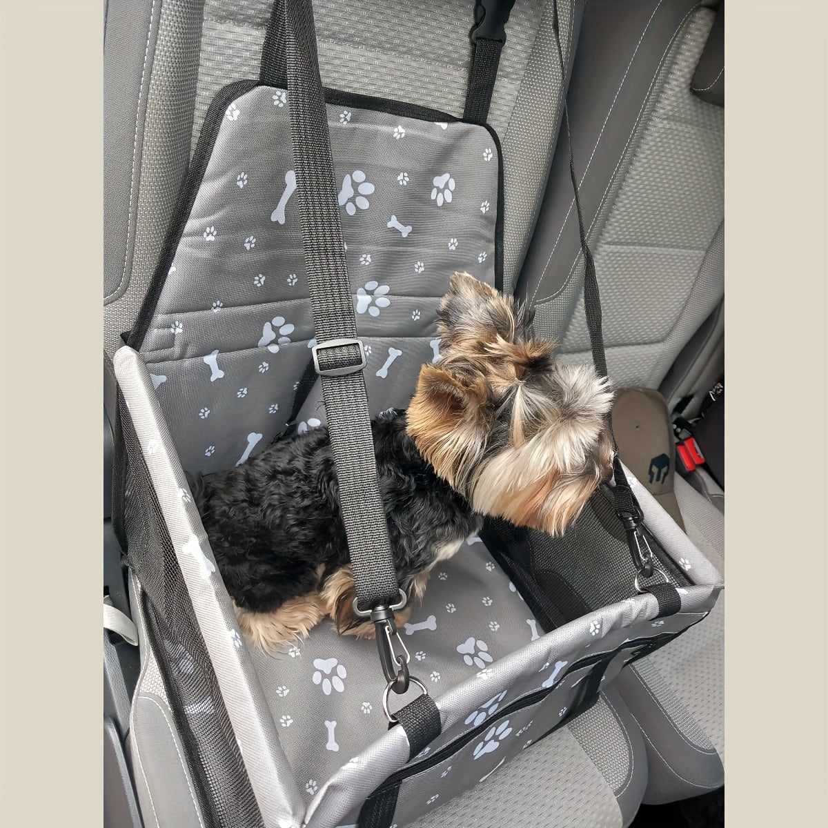 Dog Car Booster Seat & Travel Carrier – Oxford Breathable Foldable Washable Pet Car Seat with Safety Leash, Adjustable Straps & Elevated View for Small Dogs and Cats