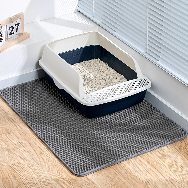 Cat Litter Mat Double Layer EVA Non-Slip Waterproof Washable Soft Litter Trapping Mat for Litter Box Easy to Clean Multiple Sizes