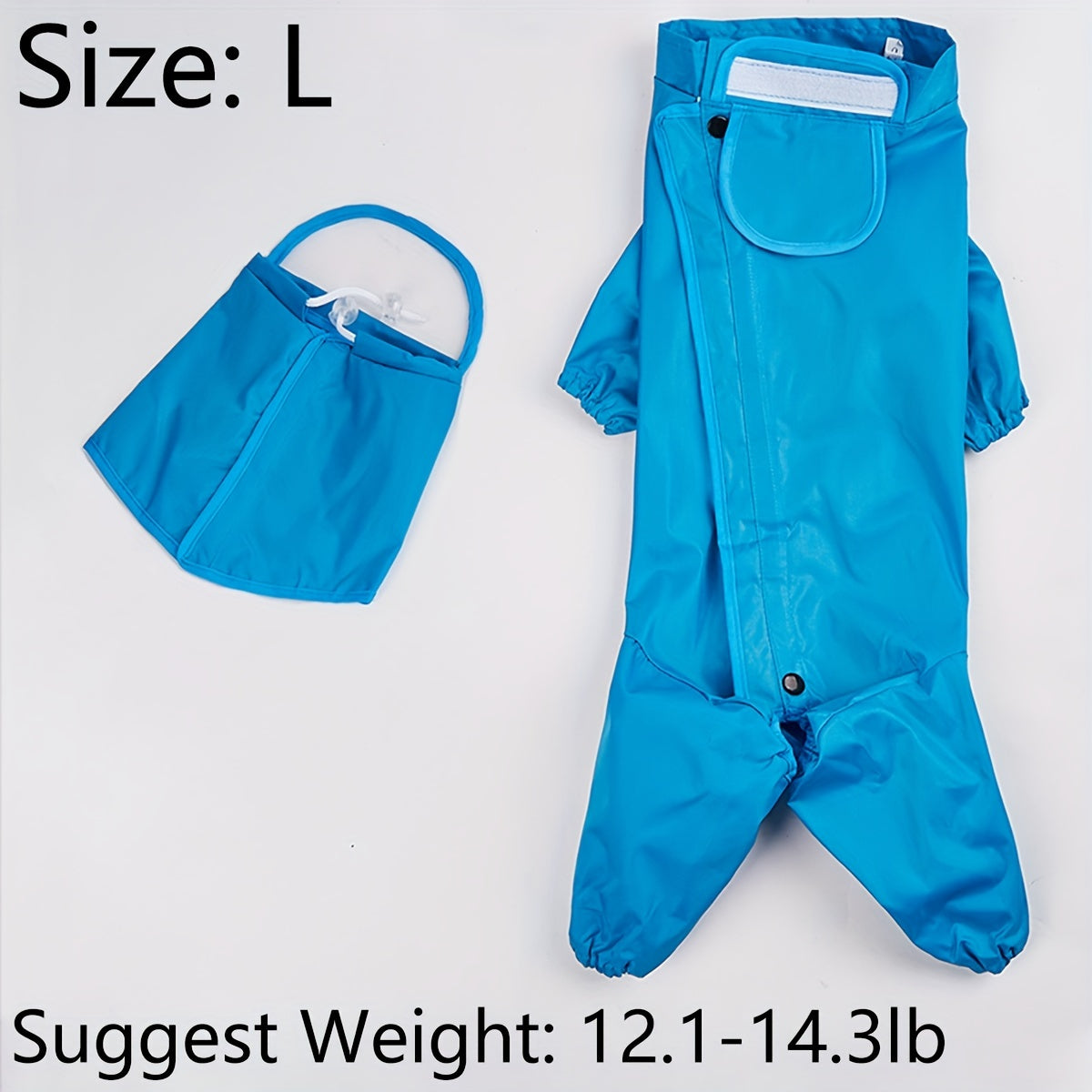 Dog Raincoat Full Body Coverage with Hood & Footies – Waterproof Polyester Rain Jacket for All Breeds, Hook-and-Loop Closure, Ideal for Small to Large Dogs, Blue