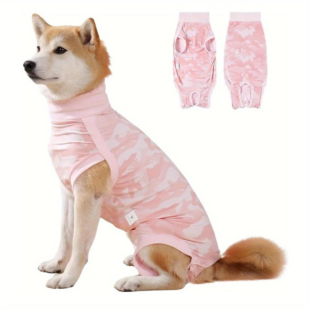 Dog Recovery Suit After Surgery Female Breathable Spay Recovery Onesie Cone Alternative for Dogs – Soft Polyester Blend in Grey and Pink Sizes M to XL