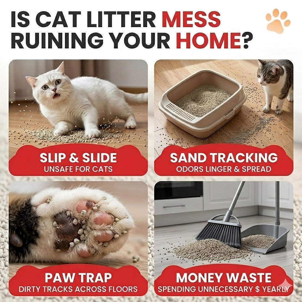 Extra Large Cat Litter Mat 27.6x47.2 Inch Honeycomb Double Layer Anti-Tracking EVA Non-Slip Easy Clean for Multi-Cat Households Large Litter Boxes