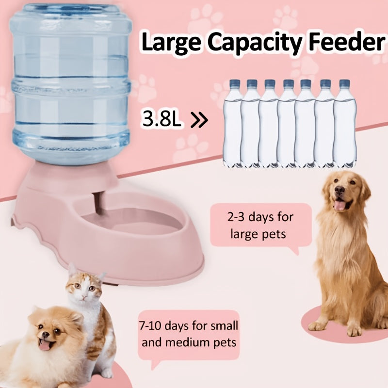 Gravity Pet Feeder & Water Dispenser 1 Gallon – No Battery Automatic Dog Cat Food Bowl Station, Durable BPA-Free PP, Small Medium Pets