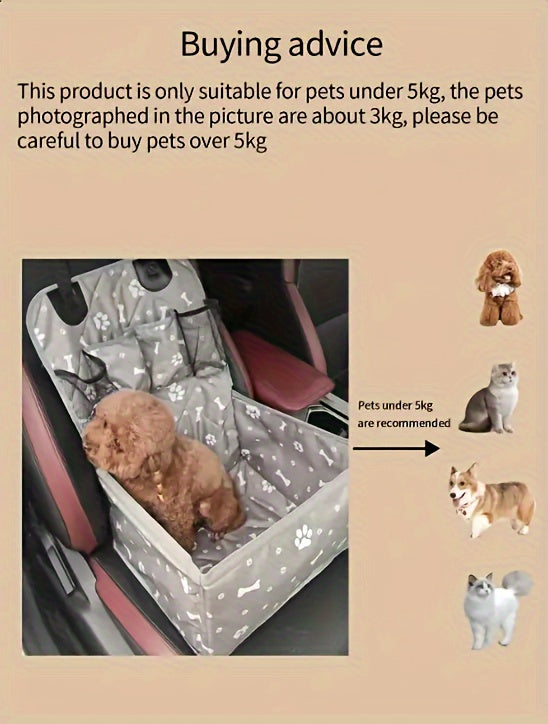 Dog Car Seat Mat for Front Passenger Seat – Dirt-Resistant Scratch-Proof Polyester Pet Travel Mat, Washable Car Seat Cover Protector for Dogs in Cars, SUVs & Trucks