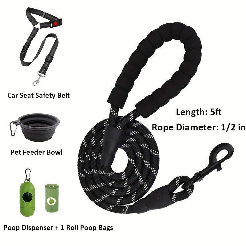 6-in-1 No-Pull Dog Harness & Leash Set Adjustable Reflective - Oxford Vest with 2 Leash Clips & Control Handle for Small Medium Large Dogs XS-XL, No Choke, Black Green Blue Purple Red
