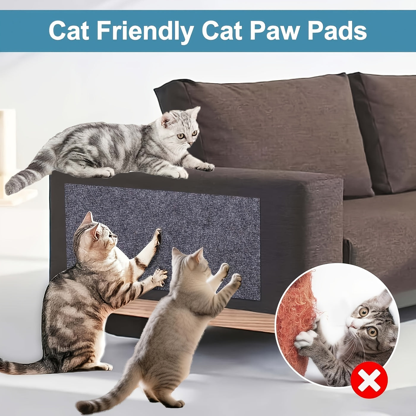 Self-Adhesive Cat Scratching Pad – Durable Sofa & Wall Protector Scratch Sticker for Indoor Cats, Small & Large, Multi-Pack