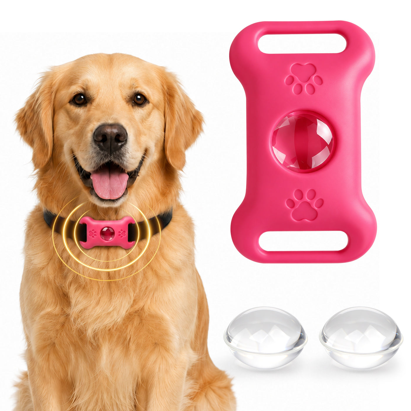 Dog Essential Oil Tag Pink – Aluminum Box with 3 Aromatherapy Capsules & 1 Collar | Calming Diffuser Dog Tag for Anxiety Relief