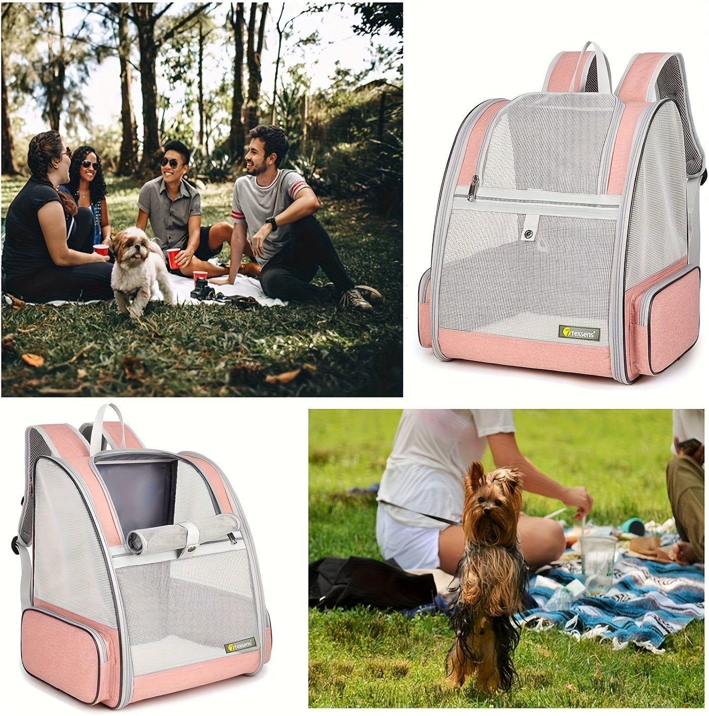 Cat Carrier Backpack – Ventilated Foldable Pet Backpack with Mesh Windows & Harness, Fits Cats up to 18lbs & Dogs up to 15lbs, Travel Hiking Car Airplane