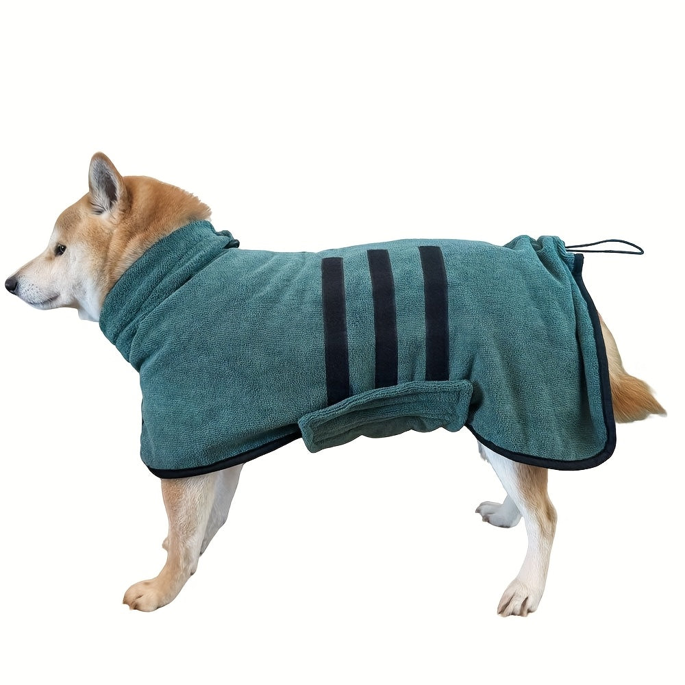 Quick-Dry Dog Towel Pet Bathrobe – Thickened Absorbent Microfiber Bath Towel for Dogs, Sizes XS–2XL, Gray Blue Green, Fits All Breeds for Bathing Swimming & Outdoor Use