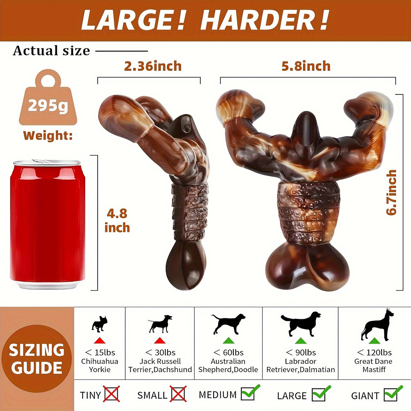 Bacon Flavored Nylon Dog Chew Bone – Durable Chew Toy for Heavy Chewers, Medium & Large Dogs, Long Lasting Teeth Cleaning Dog Bone, Marble Brown Cream