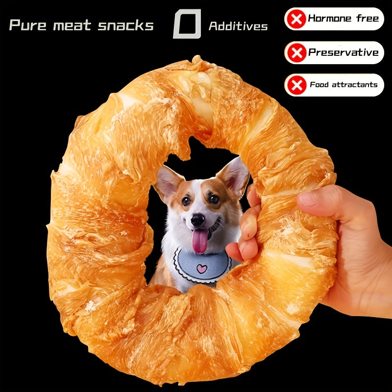Donut Shaped Dog Treats Chicken & Duck Real Meat Exterior Grain-Free Long Lasting Chew Training Reward for Small Medium Large Dogs 4pc 6pc