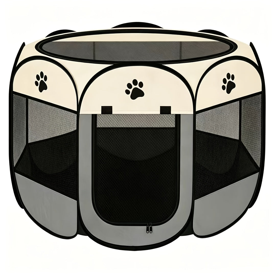 Foldable Octagonal Pet Enclosure Tent for Cats & Dogs - Scratch-Resistant Oxford Fabric, Open Top, Portable Indoor Outdoor Playpen for Kittens Puppies