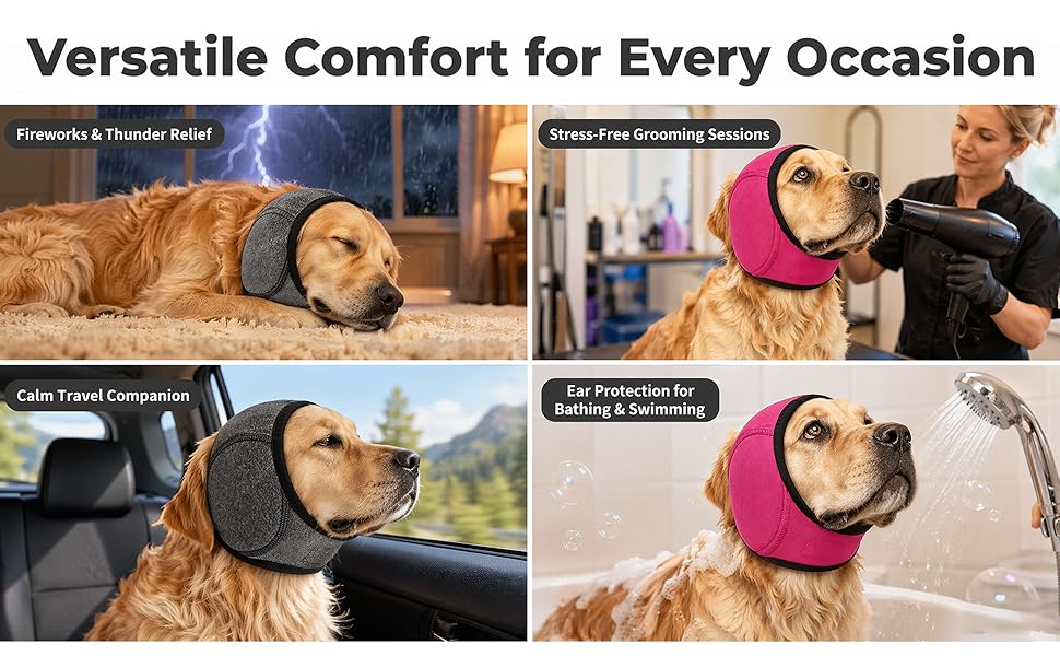 Dog Calming Hoodie with Noise Cancelling Ear Wrap – Anxiety Relief for Thunder Fireworks Grooming Bathing Small Medium Large