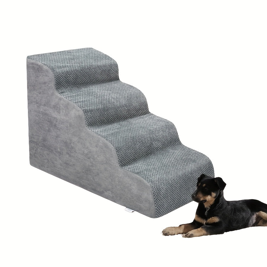 Dog Stairs for Small Dogs - Extra Wide High Density Foam Pet Steps with Non-Slip Bottom, Soft Cushioned Ramp for High Beds Couch Sofa, 2/3/4 Steps for Elderly & Injured Dogs